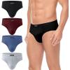 imagewirarpa Mens 100 Cotton Briefs Underwear No Fly Covered Waistband 4 PackBlack Red Blue Heather Grey