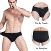 imagewirarpa Mens 100 Cotton Briefs Underwear No Fly Covered Waistband 4 PackBlackDark BlueDark GreyHeather Grey