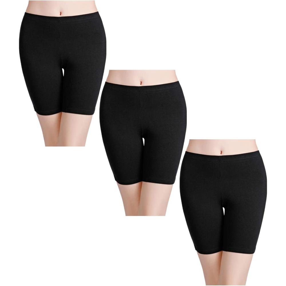 imagewirarpa Womens Anti Chafing Cotton Underwear Boy Shorts Long Leg Boyshorts Panties 3 PackBlack3 Pack