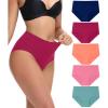 imagewirarpa Womens Cotton High Waisted Underwear Full Coverage Cotton Brief Panties 5 PackMulticolor5 Pack