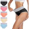 imagewirarpa Womens Cotton Underwear High Waist Stretch Briefs Soft Underpants Ladies Full Coverage Panties 5 PackBlack  Pink  Orange  Yellow  Light Blue