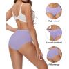 imagewirarpa Womens Cotton High Waisted Underwear Full Coverage Cotton Brief Panties 5 PackBlackLight PurpleLight BluePinkBeige