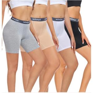 imagewirarpa Womens Boxer Briefs Cotton Underwear Anti Chafing Boy Shorts Panties 55quot Inseam 4 PackBlackGreyBeigeWhite