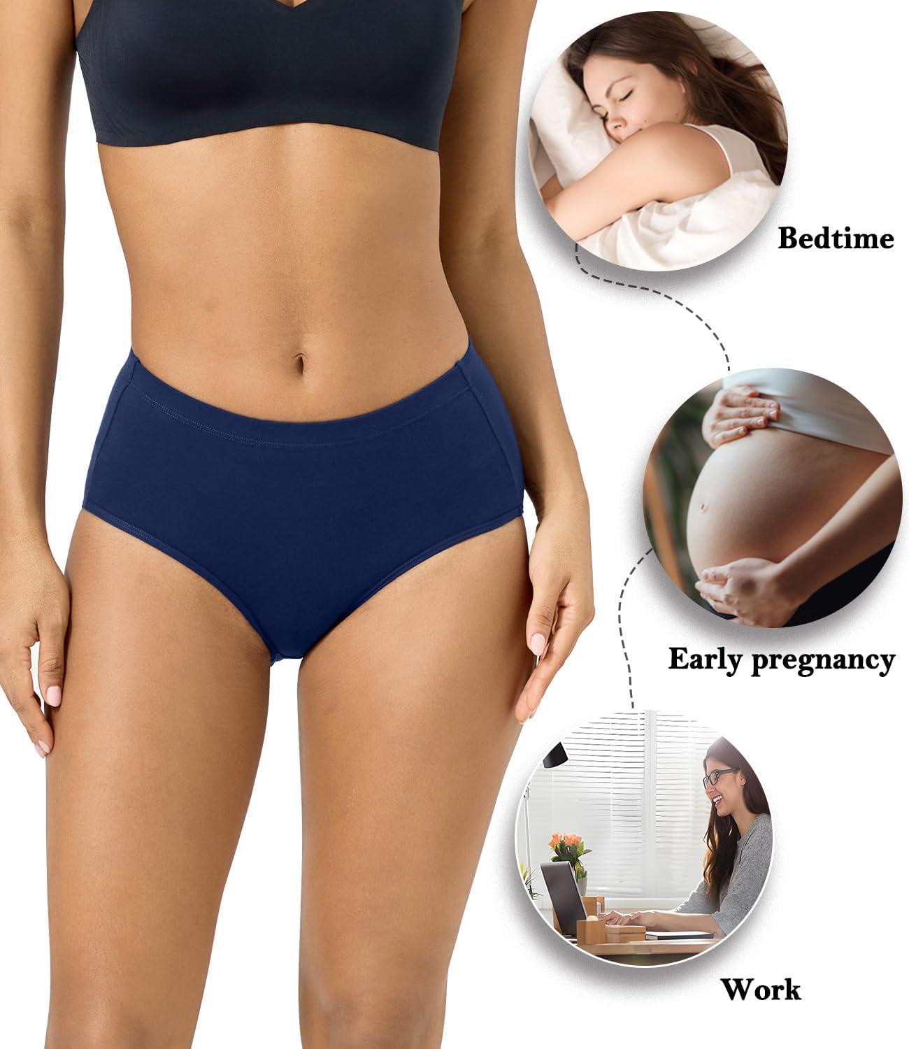 imagewirarpa Womens Cotton High Waisted Underwear Full Coverage Cotton Brief Panties 5 PackBlackGreyNavyPurpleRed