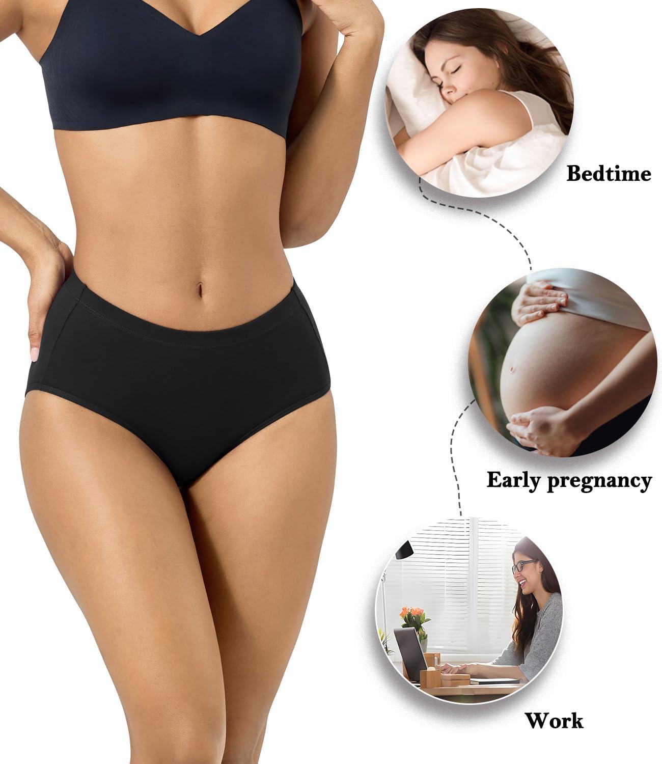 imagewirarpa Womens Cotton High Waisted Underwear Full Coverage Cotton Brief Panties 5 PackBlackPurpleRedTealGrey