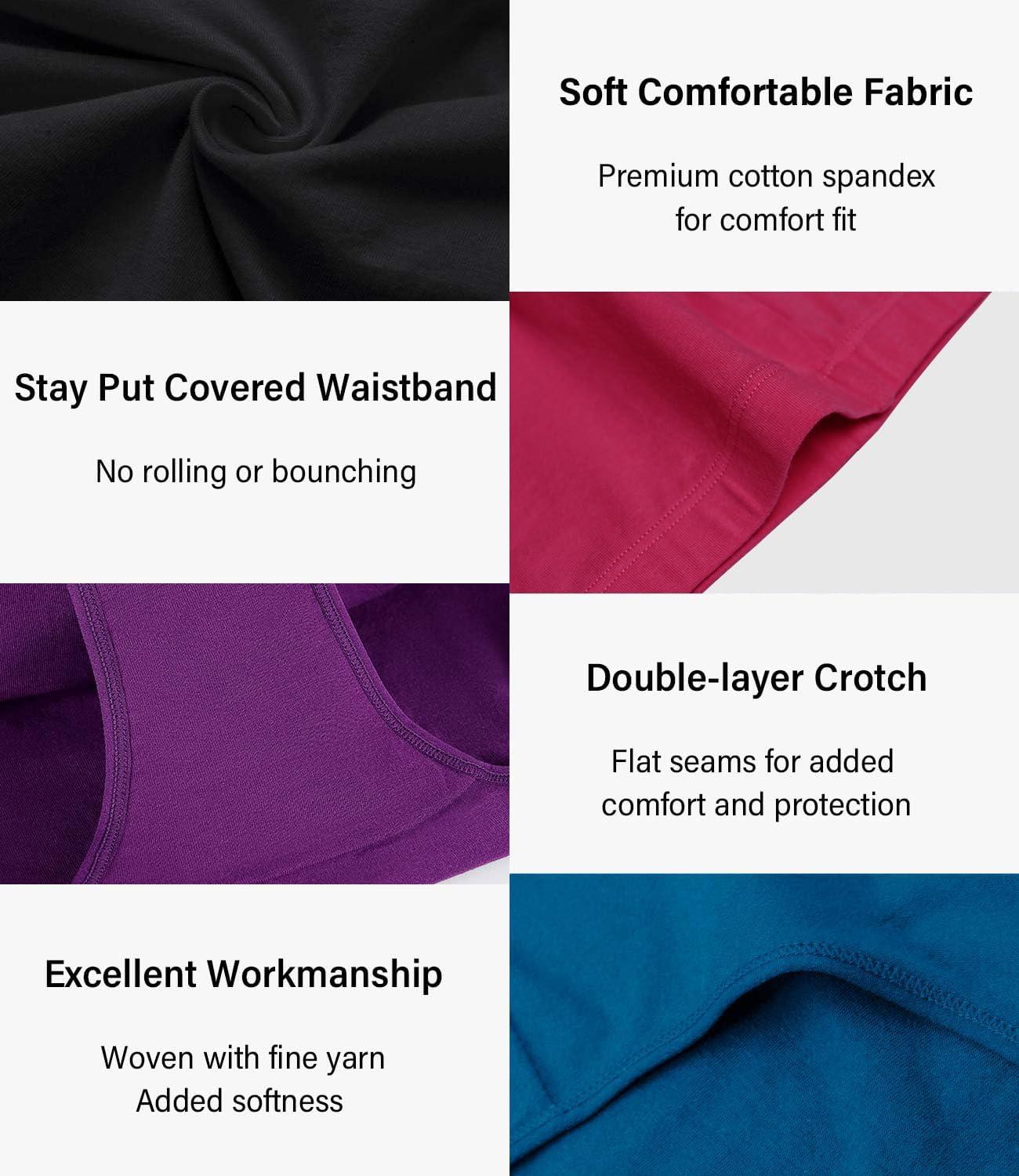 imagewirarpa Womens Cotton High Waisted Underwear Full Coverage Cotton Brief Panties 5 PackBlackPurpleRedTealGrey