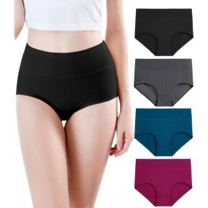 imageWirarpa Womens Modal Underwear Soft High Waist Briefs Ladies Panties 4 PackBlackDark GreyBlueRed