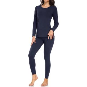 imagewirarpa Womens Cotton Thermal Underwear Set Lightweight Long Johns Base Layer Pajama Set for Women Top BottomNavy Blue