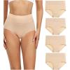 image:imagewirarpa Womens Cotton Underwear High Waisted Ladies Panties Full Coverage Briefs 4 Pack Regular amp Plus SizeBeige  Set 17