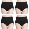 image:imagewirarpa Womens Cotton Underwear High Waisted Ladies Panties Full Coverage Briefs 4 Pack Regular amp Plus SizeBlack  Set 3