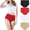 image:imagewirarpa Womens Cotton Underwear High Waisted Ladies Panties Full Coverage Briefs 4 Pack Regular amp Plus SizeBlackApricotRedWhite  Set 11