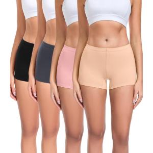 image:imagewirarpa Womens Boyshorts Panties Cotton Boxer Briefs for Ladies Underwear Shorts with Cotton Crotch 4 PackBlackDark GreyDark PinkBeige