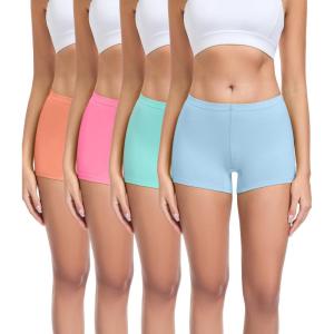 image:imagewirarpa Womens Boyshorts Panties Cotton Boxer Briefs for Ladies Underwear Shorts with Cotton Crotch 4 PackOrangeRedMint GreenLight Blue