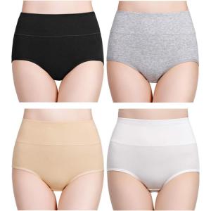 image:imagewirarpa Womens Cotton Underwear High Waisted Ladies Panties Full Coverage Briefs 4 Pack Regular amp Plus SizeBlackWhiteGrayBeige  Set 7