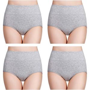image:imagewirarpa Womens Cotton Underwear High Waisted Ladies Panties Full Coverage Briefs 4 Pack Regular amp Plus SizeHeather Gray  Set 15