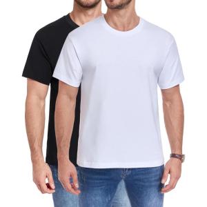 image:imagewirarpa Mens TShirts 100 Cotton Crewneck Short Sleeve Tees Casual Plain Mens T ShirtsBlackWhite