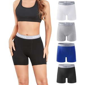 image:imagewirarpa Womens Boxer Briefs Cotton Underwear Anti Chafing Boy Shorts Panties 55 Inseam 4 PackBlackWhiteBlueHeather Gray