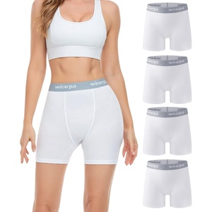 image:imagewirarpa Womens Boxer Briefs Cotton Underwear Anti Chafing Boy Shorts Panties 55 Inseam 4 PackWhite