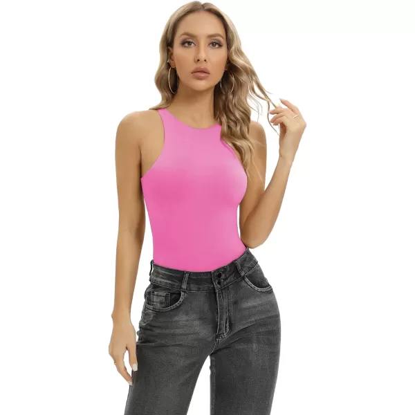 SHAPERX Body-Hugging T-shirt Bodysuit Tops for Women Soft Crew Neck Body Suits Thong Jumpsuit
