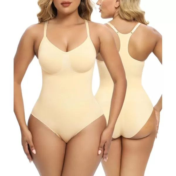 SHAPERX Bodysuit for Women Tummy Control Shapewear Racerback Seamless Sculpting Body Shaper Tank Top
