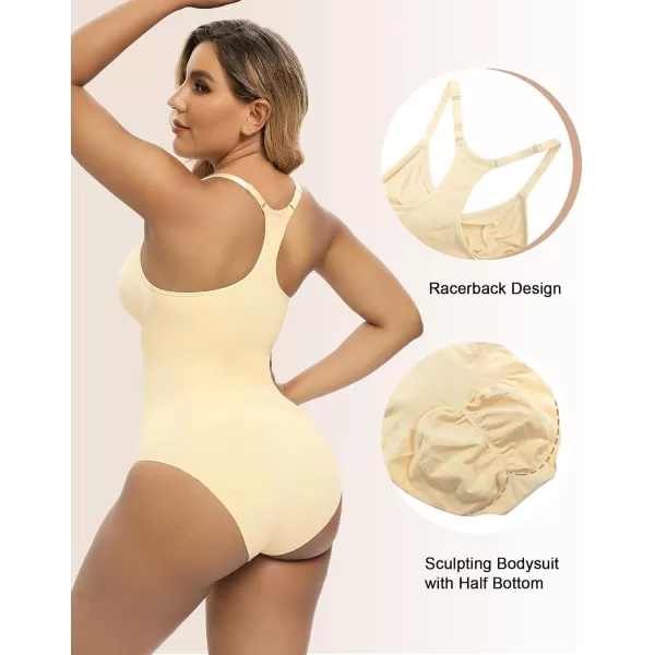 SHAPERX Bodysuit for Women Tummy Control Shapewear Racerback Seamless Sculpting Body Shaper Tank Top