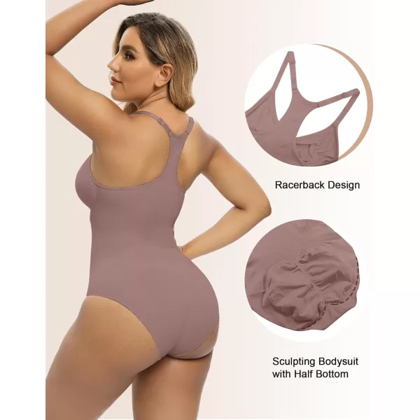 SHAPERX Bodysuit for Women Tummy Control Shapewear Racerback Seamless Sculpting Body Shaper Tank Top