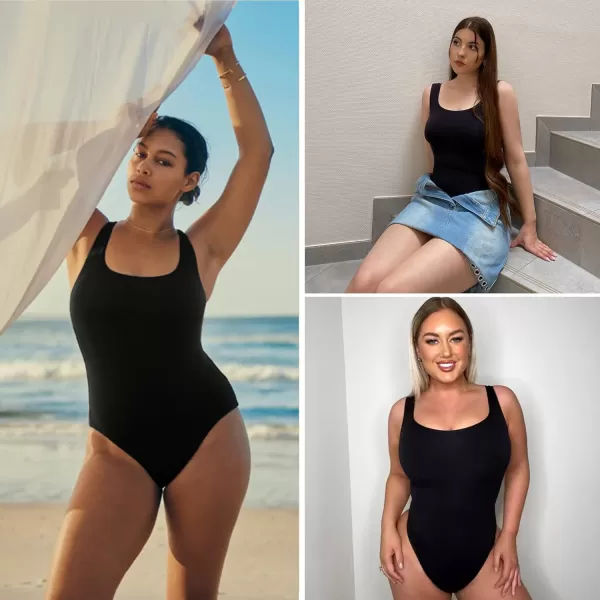 SHAPERX Bodysuit for Women Tummy Control Shapewear Scoop Neck Sculpting Thong Body Shaper Tank Top