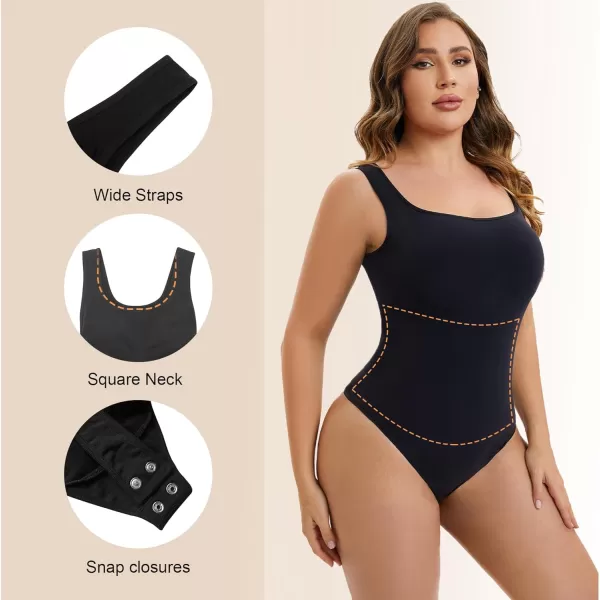 SHAPERX Bodysuit for Women Tummy Control Shapewear Scoop Neck Sculpting Thong Body Shaper Tank Top