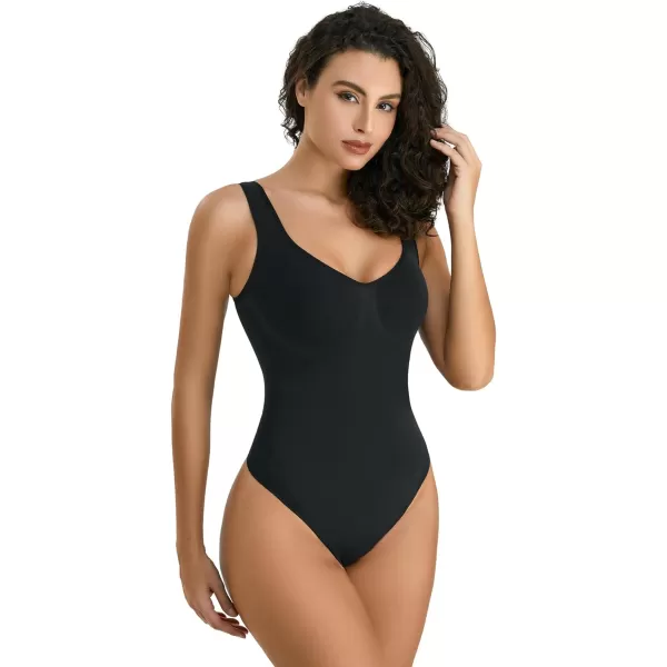 SHAPERX Bodysuit for Women Tummy Control Shapewear Scoop Neck Sculpting Thong Body Shaper Tank Top