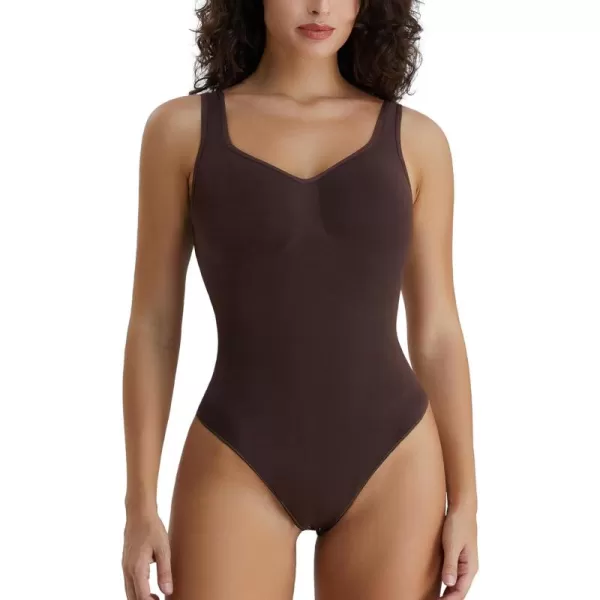 SHAPERX Bodysuit for Women Tummy Control Shapewear Scoop Neck Sculpting Thong Body Shaper Tank Top