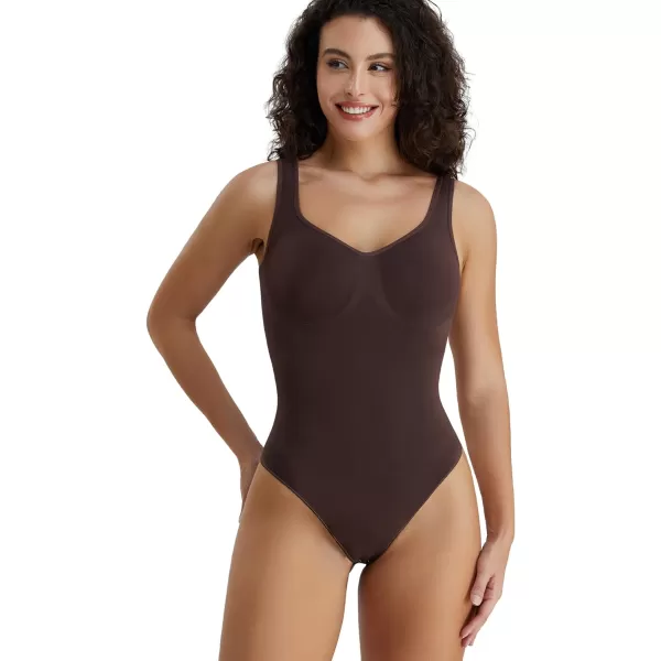 SHAPERX Bodysuit for Women Tummy Control Shapewear Scoop Neck Sculpting Thong Body Shaper Tank Top