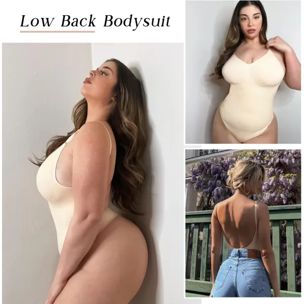 SHAPERX Low Back Bodysuit for Women Tummy Control Shapewear Seamless Sculpting Body Shaper Thong Tank Top