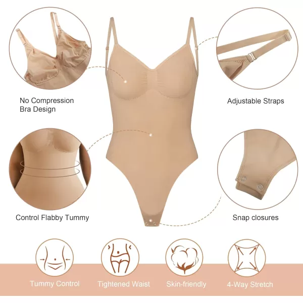 SHAPERX Low Back Bodysuit for Women Tummy Control Shapewear Seamless Sculpting Body Shaper Thong Tank Top