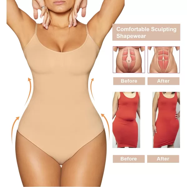 SHAPERX Low Back Bodysuit for Women Tummy Control Shapewear Seamless Sculpting Body Shaper Thong Tank Top