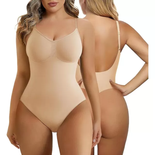 SHAPERX Low Back Bodysuit for Women Tummy Control Shapewear Seamless Sculpting Body Shaper Thong Tank Top