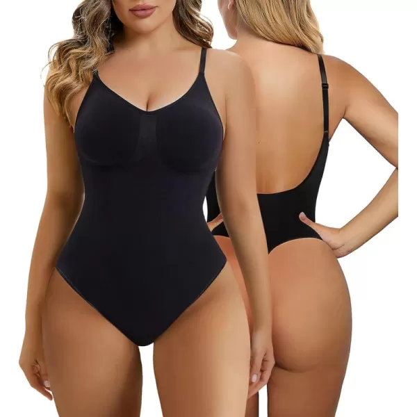 SHAPERX Low Back Bodysuit for Women Tummy Control Shapewear Seamless Sculpting Body Shaper Thong Tank Top