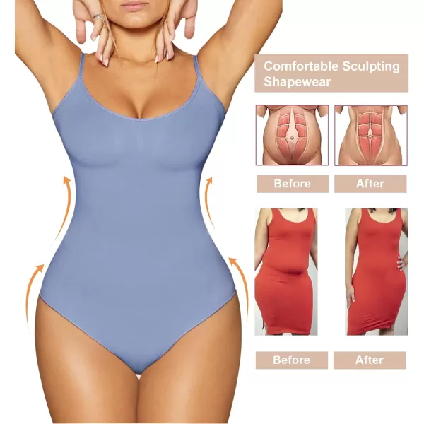 SHAPERX Low Back Bodysuit for Women Tummy Control Shapewear Seamless Sculpting Body Shaper Thong Tank Top