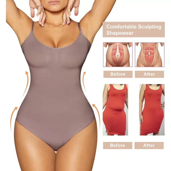 SHAPERX Low Back Bodysuit for Women Tummy Control Shapewear Seamless Sculpting Body Shaper Thong Tank Top