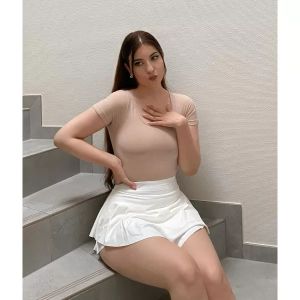 SHAPERX Seamless Short Sleeve Bodysuit for Women Tummy Control Shapewear Thong Sculpting Body Shaper