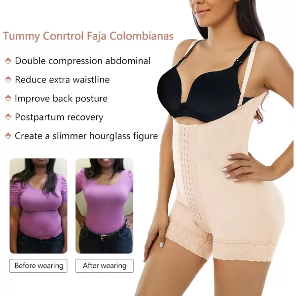 SHAPERX Shapewear Tummy Control Fajas Colombianas High Compression Body Shaper for Women Butt Lifter Thigh Slimmer