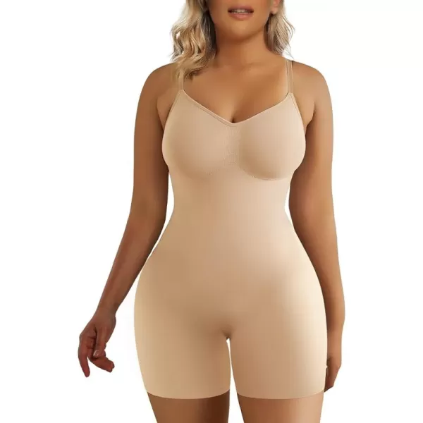 SHAPERX Shapewear for Women Tummy Control Bodysuit Mid Thigh Butt Lifter Body Shaper Shorts