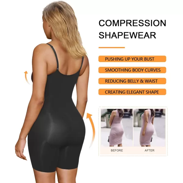 SHAPERX Shapewear for Women Tummy Control Bodysuit Mid Thigh Butt Lifter Body Shaper Shorts
