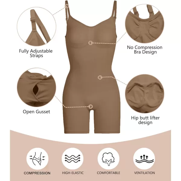 SHAPERX Shapewear for Women Tummy Control Bodysuit Mid Thigh Butt Lifter Body Shaper Shorts