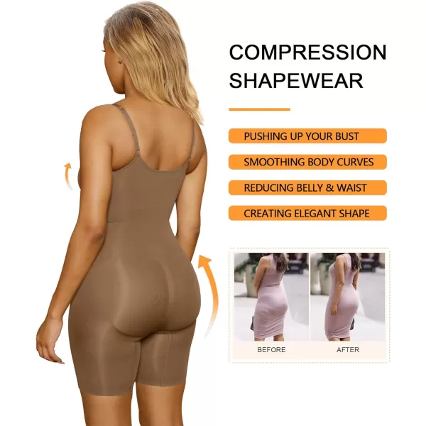 SHAPERX Shapewear for Women Tummy Control Bodysuit Mid Thigh Butt Lifter Body Shaper Shorts