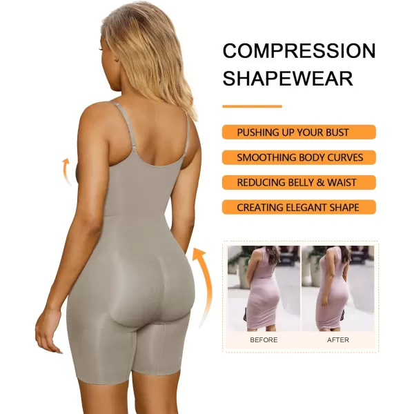 SHAPERX Shapewear for Women Tummy Control Bodysuit Mid Thigh Butt Lifter Body Shaper Shorts
