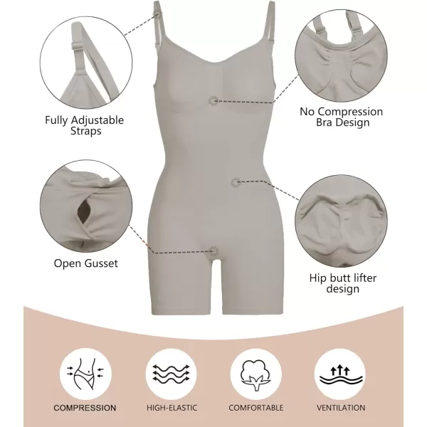 SHAPERX Shapewear for Women Tummy Control Bodysuit Mid Thigh Butt Lifter Body Shaper Shorts