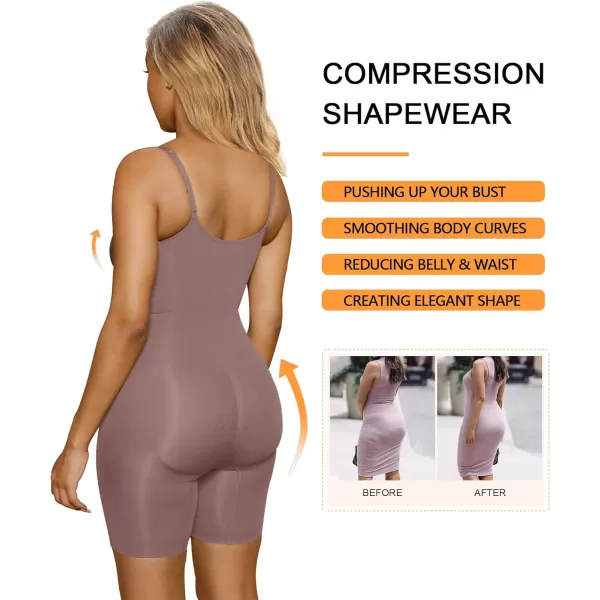 SHAPERX Shapewear for Women Tummy Control Bodysuit Mid Thigh Butt Lifter Body Shaper Shorts