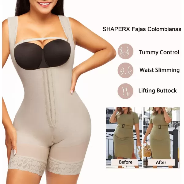 SHAPERX Shapewear for Women Tummy Control Fajas Colombianas Body Shaper Butt Lifter Thigh Slimmer Shorts)