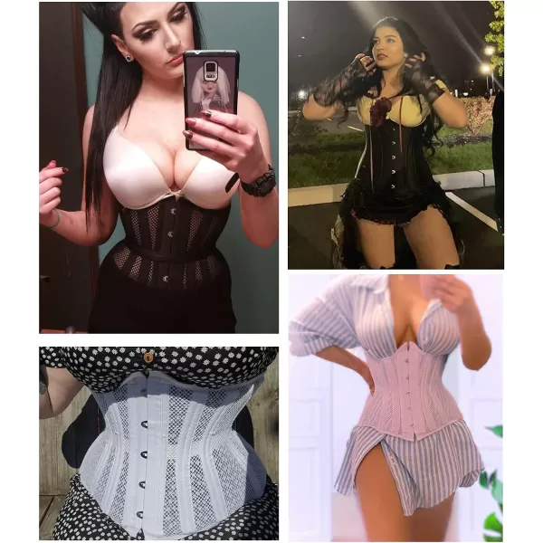 SHAPERX Women 24 Double Steel-Boned Longline Heavy Duty Waist Training Corsets Shaper