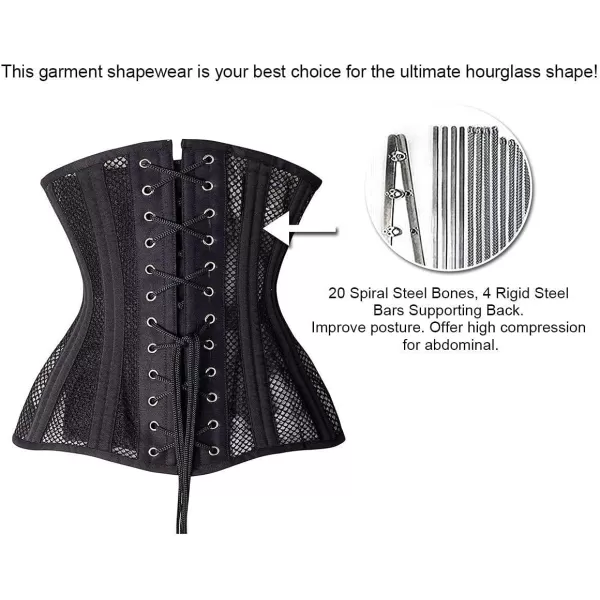 SHAPERX Women 24 Double Steel-Boned Longline Heavy Duty Waist Training Corsets Shaper